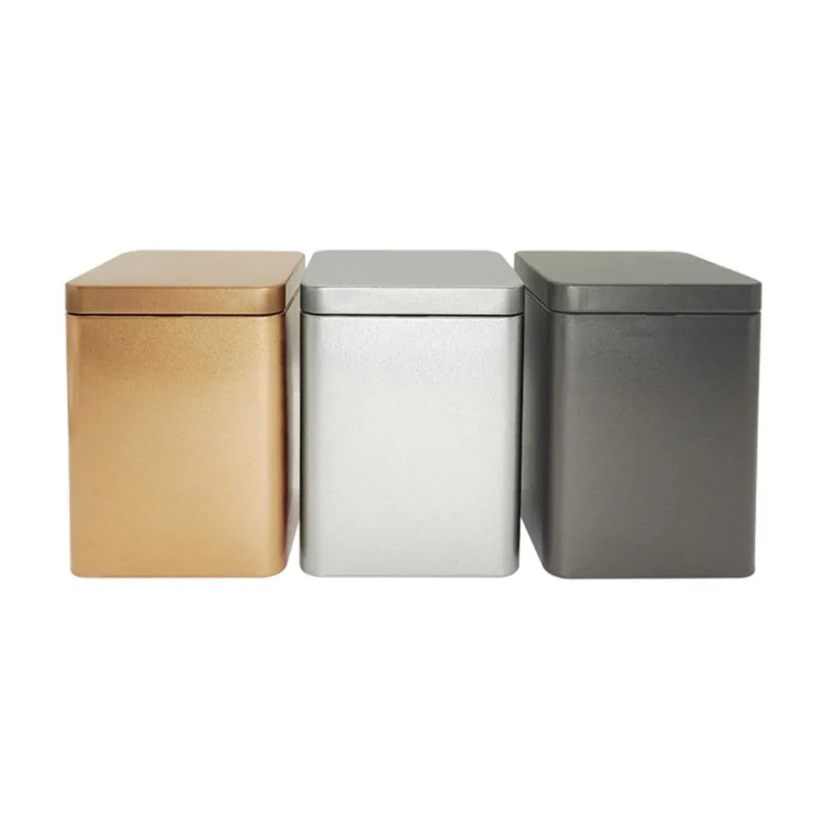 10PCS Tea Can Sealed Square Storage Box Solid Color Frosted Iron Container - Grey