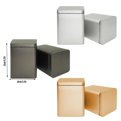 10PCS Tea Can Sealed Square Storage Box Solid Color Frosted Iron Container - Grey
