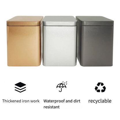 10PCS Tea Can Sealed Square Storage Box Solid Color Frosted Iron Container - Grey