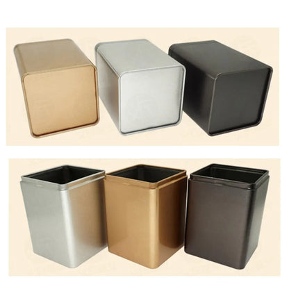 10PCS Tea Can Sealed Square Storage Box Solid Color Frosted Iron Container - Grey