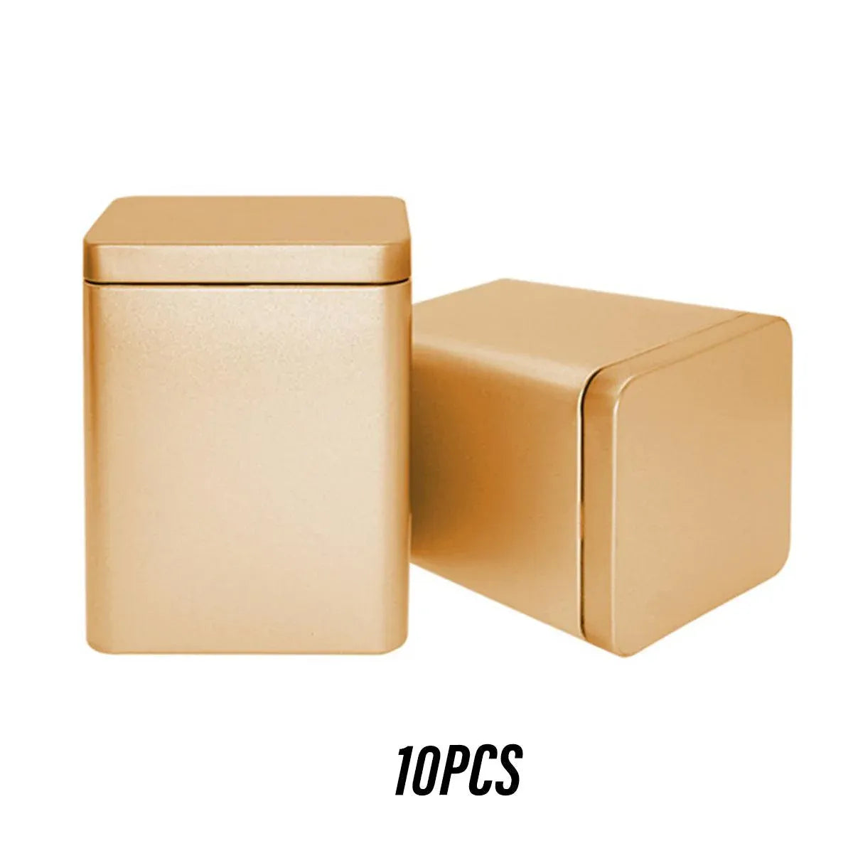 10PCS Tea Can Sealed Square Storage Box Solid Color Frosted Iron Container - Grey