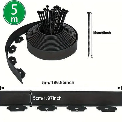 L Shaped Garden Edging Border Grass and Stone Landscape Barrier Retaining Strip - Black