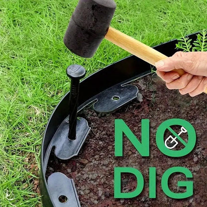 L Shaped Garden Edging Border Grass and Stone Landscape Barrier Retaining Strip - Black