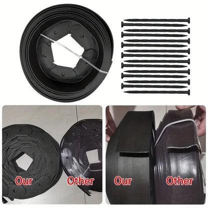 L Shaped Garden Edging Border Grass and Stone Landscape Barrier Retaining Strip - Black