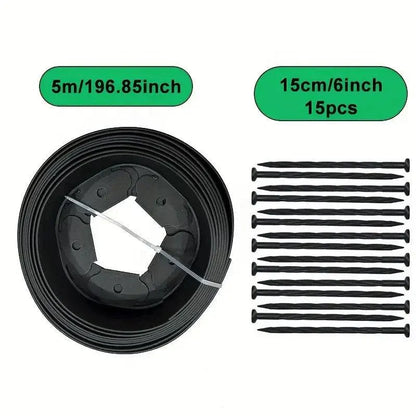 L Shaped Garden Edging Border Grass and Stone Landscape Barrier Retaining Strip - Black