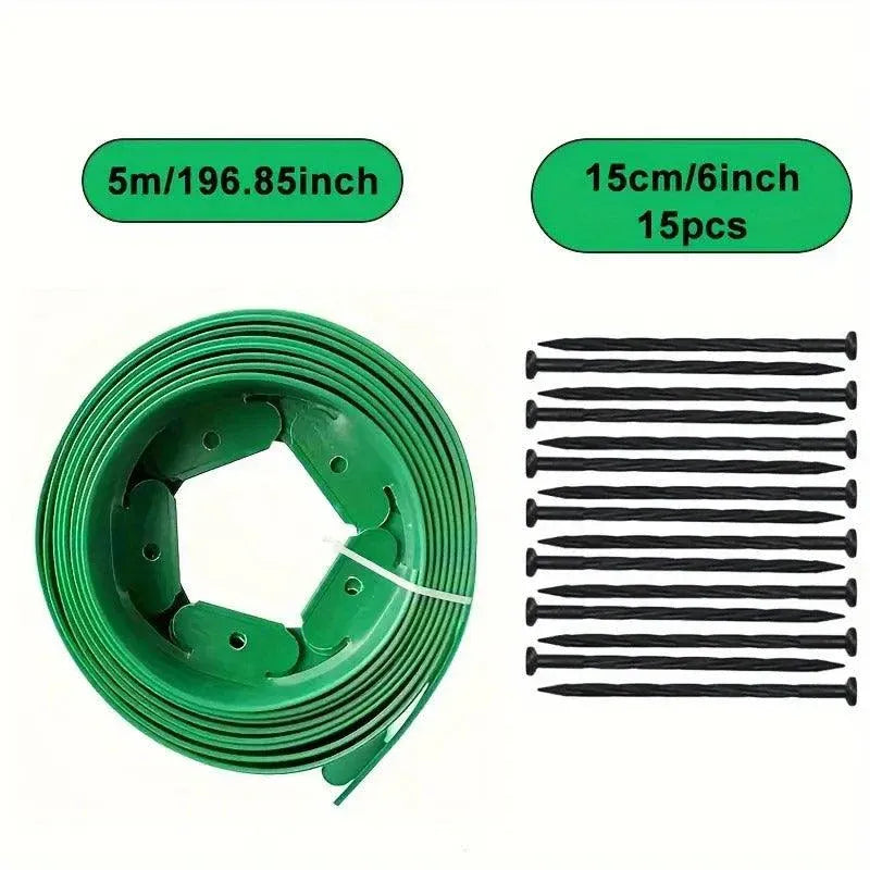 L Shaped Garden Edging Border Grass and Stone Landscape Barrier Retaining Strip - Black