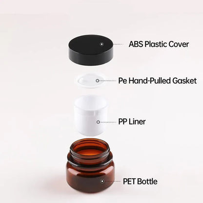 10pcs PET Plastic Cosmetic Bottles Refillable Travel Face Cream Containers - 30ml-Brown+Black-Double