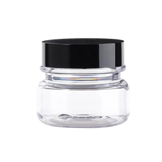 10pcs PET Plastic Cosmetic Bottles Refillable Travel Face Cream Containers - 60ml-Transparent+Black-Single