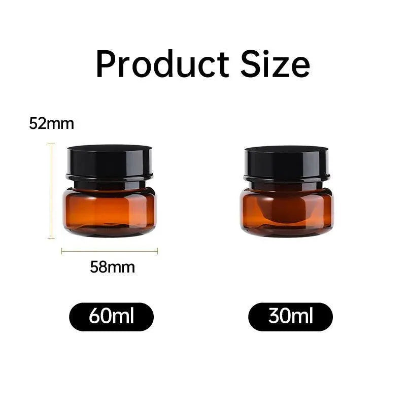 10pcs PET Plastic Cosmetic Bottles Refillable Travel Face Cream Containers - 60ml-Transparent+Black-Single