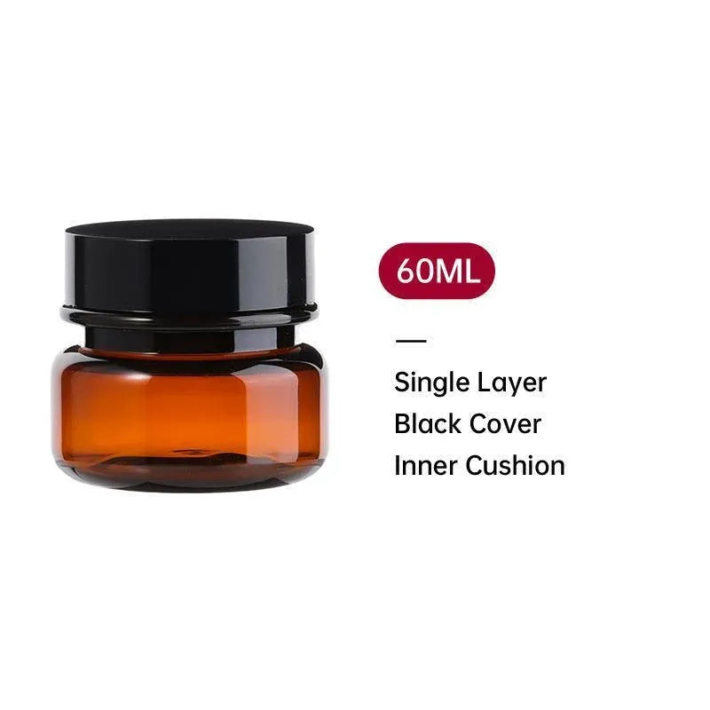 10pcs PET Plastic Cosmetic Bottles Refillable Travel Face Cream Containers - 60ml-Transparent+Black-Single