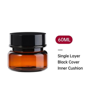 10pcs PET Plastic Cosmetic Bottles Refillable Travel Face Cream Containers - 60ml-Transparent+Black-Single