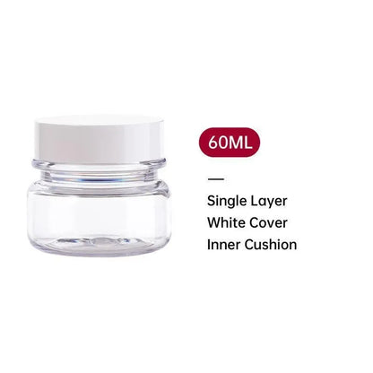 10pcs PET Plastic Cosmetic Bottles Refillable Travel Face Cream Containers - 60ml-Transparent+Black-Single