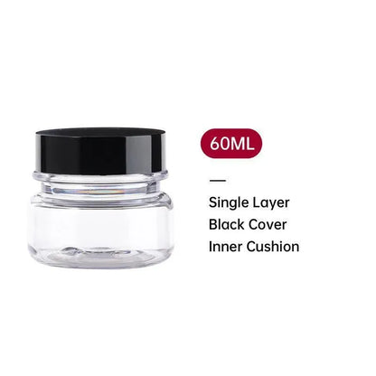 10pcs PET Plastic Cosmetic Bottles Refillable Travel Face Cream Containers - 60ml-Transparent+Black-Single