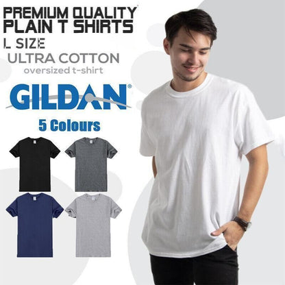 L Size Gildan Men T-shirt Plain Blank 100% premium Cotton Basic Tee Short Sleeve 76000 - White
