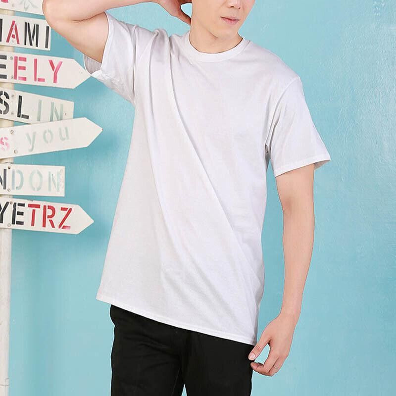 L Size Gildan Men T-shirt Plain Blank 100% premium Cotton Basic Tee Short Sleeve 76000 - White