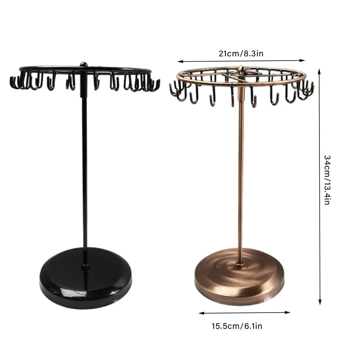 Iron Jewellery Rack Rotating Necklace Display Stand Jewellery Organiser Storage - Black