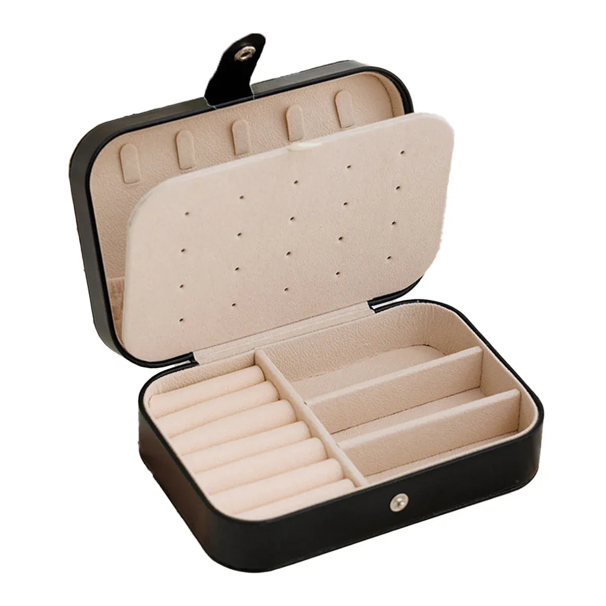 Jewelry Storage Box Travel Mini Case Portable Small Organiser for Rings Earrings - Black