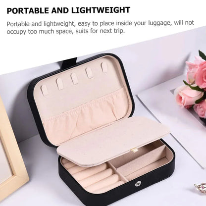 Jewelry Storage Box Travel Mini Case Portable Small Organiser for Rings Earrings - Black