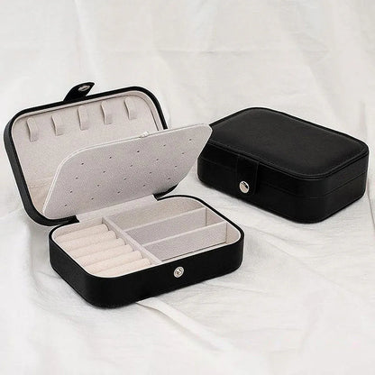 Jewelry Storage Box Travel Mini Case Portable Small Organiser for Rings Earrings - Black