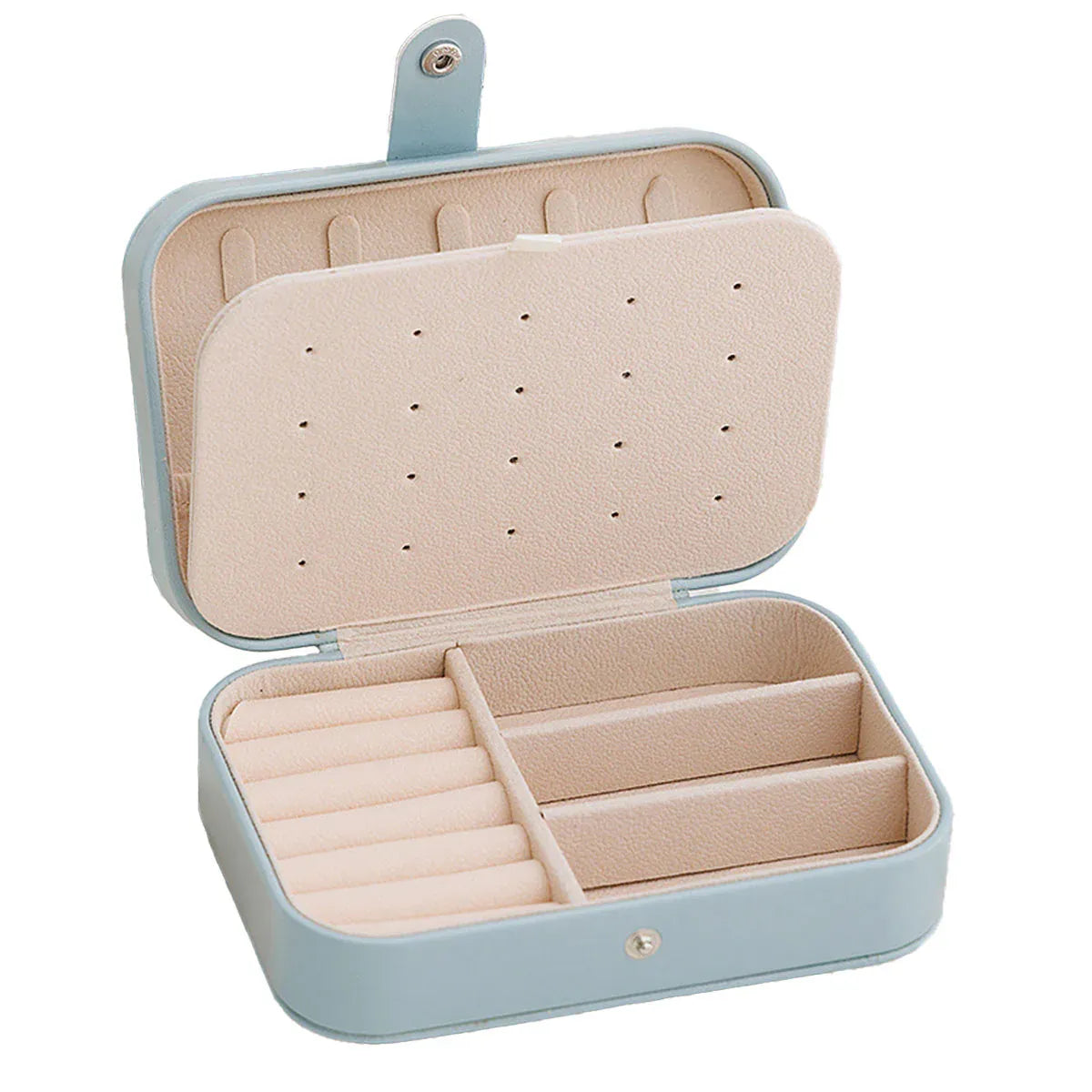 Jewelry Storage Box Travel Mini Case Portable Small Organiser for Rings Earrings - Blue