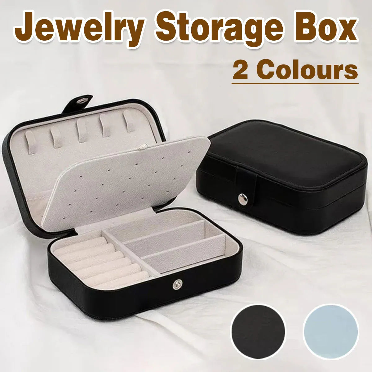Jewelry Storage Box Travel Mini Case Portable Small Organiser for Rings Earrings - Blue