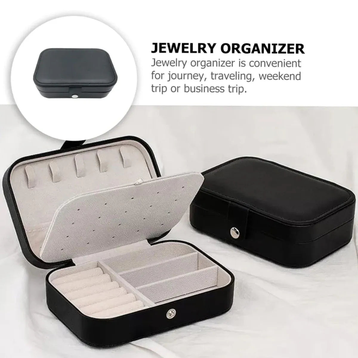 Jewelry Storage Box Travel Mini Case Portable Small Organiser for Rings Earrings - Blue