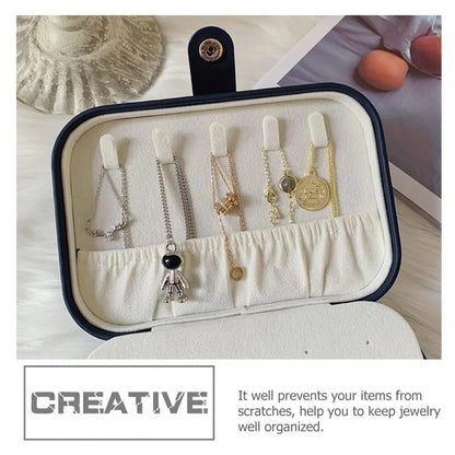 Jewelry Storage Box Travel Mini Case Portable Small Organiser for Rings Earrings - Blue