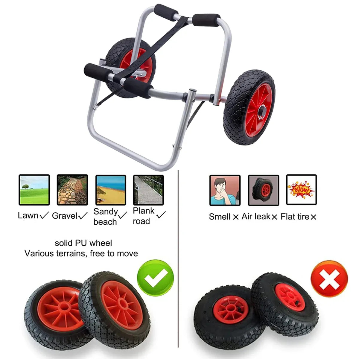 Boat Kayak Canoe Cart Kayak Trailer Sturdy Aluminum Alloy Paddle Board Kayak