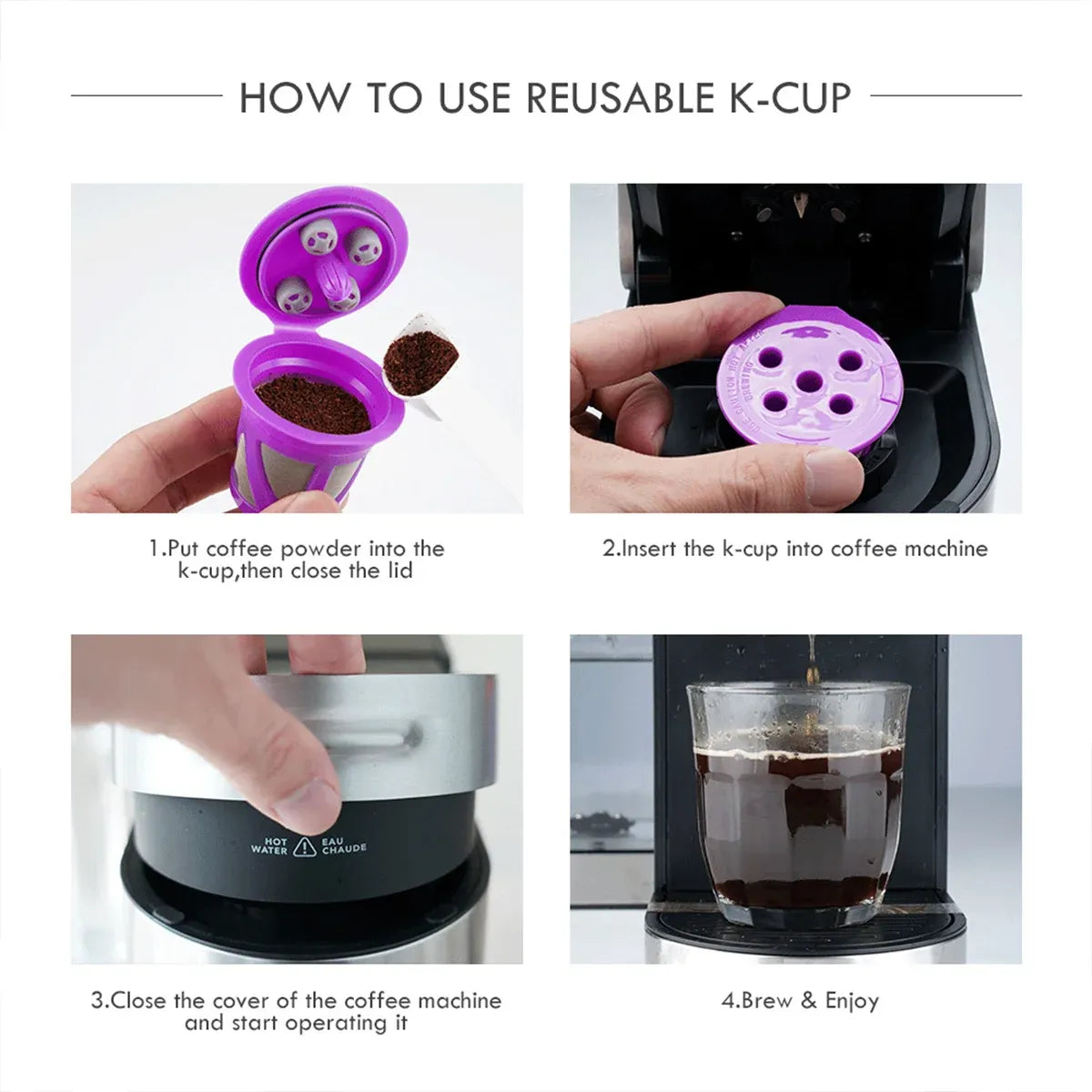 Coffee Capsule K-cup Basic Model Recyclable Reusable Coffee Pods For Home Office - Purple