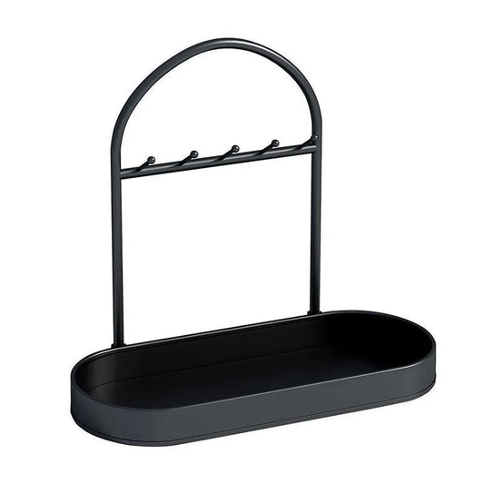 Versatile Entryway Storage Rack Waterproof Metal Key Holder Decorative Desktop - Black
