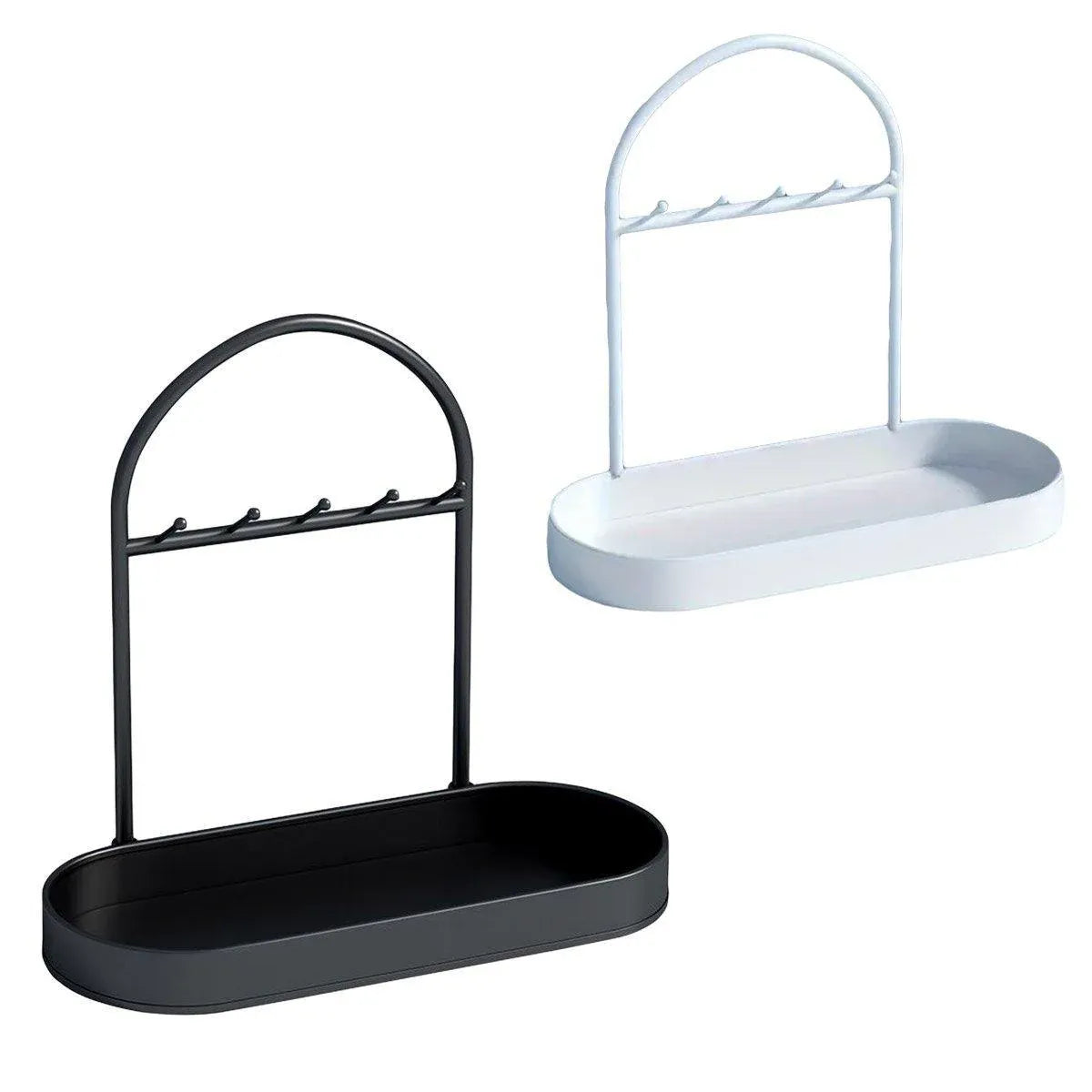 Versatile Entryway Storage Rack Waterproof Metal Key Holder Decorative Desktop - Black