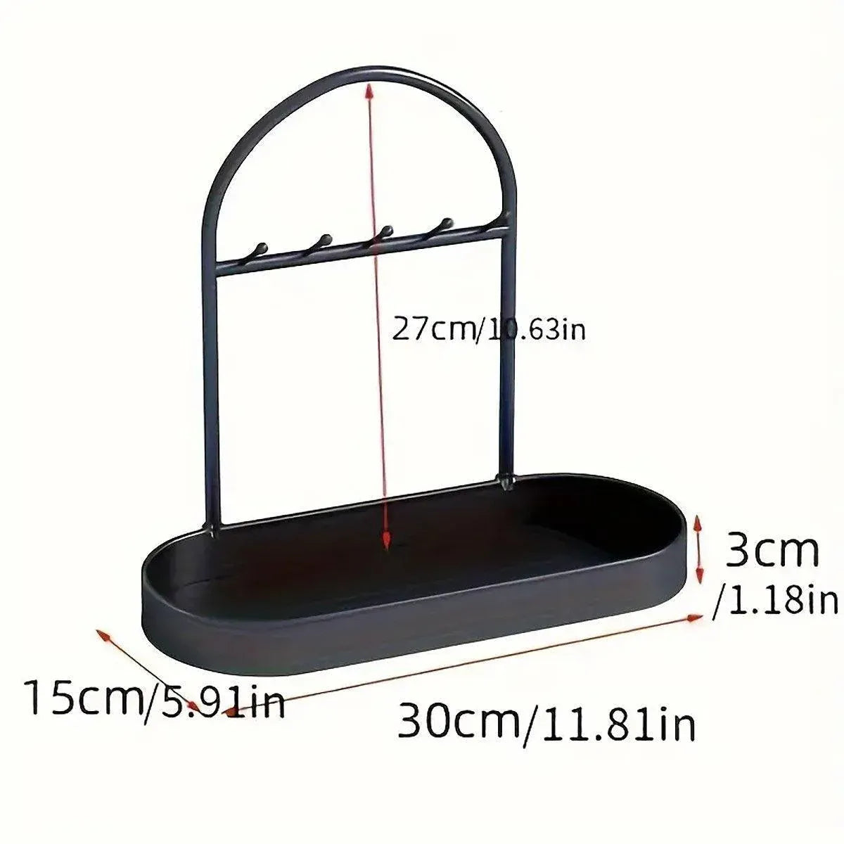 Versatile Entryway Storage Rack Waterproof Metal Key Holder Decorative Desktop - Black