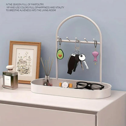 Versatile Entryway Storage Rack Waterproof Metal Key Holder Decorative Desktop - Black