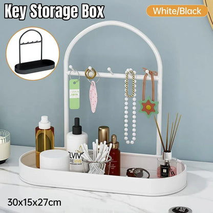 Versatile Entryway Storage Rack Waterproof Metal Key Holder Decorative Desktop - Black