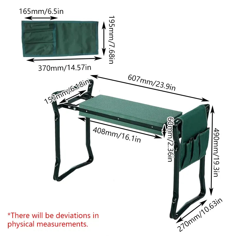 Foldable Garden Kneeler Seat with Tool Bag Comfortable EVA Pad for Outdoor Work