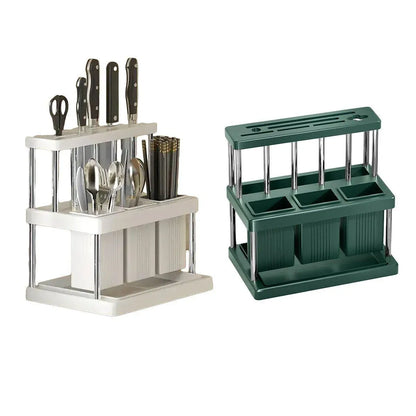 Cutlery Holder Storage Caddy Kitchen Utensil Drying Rack For Spoon Fork Knife - Green