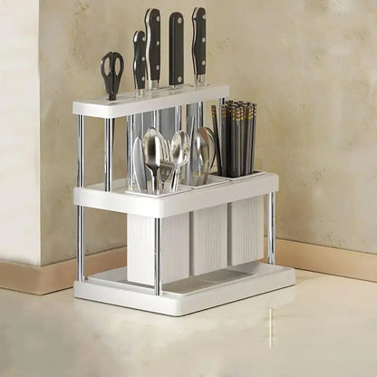 Cutlery Holder Storage Caddy Kitchen Utensil Drying Rack For Spoon Fork Knife - Green