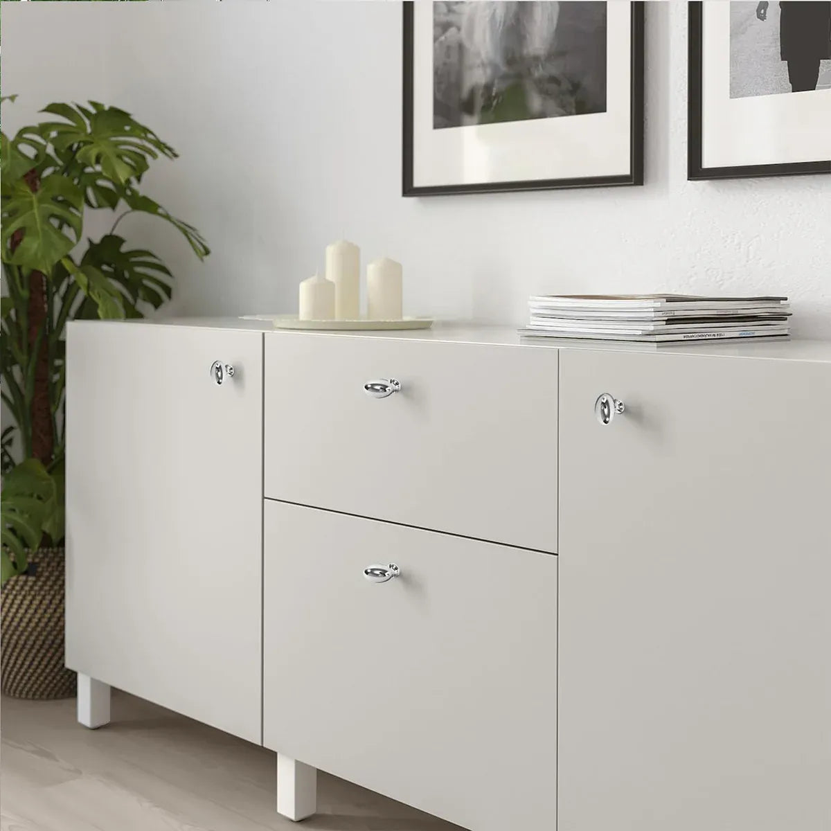 Pigeon Egg Cabinet Handle Single Hole French Style Drawer Pull for Door Closet - Silver