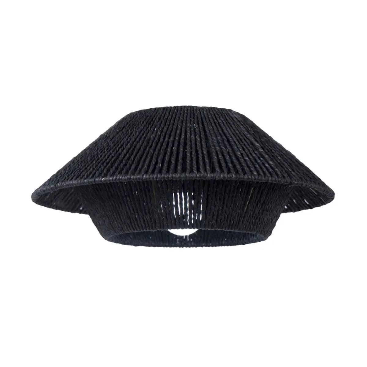 Hand Woven Paper Rope Pendant Lampshade Boho Rattan Style - Black
