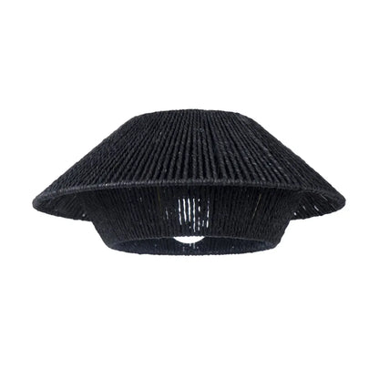 Hand Woven Paper Rope Pendant Lampshade Boho Rattan Style - Black