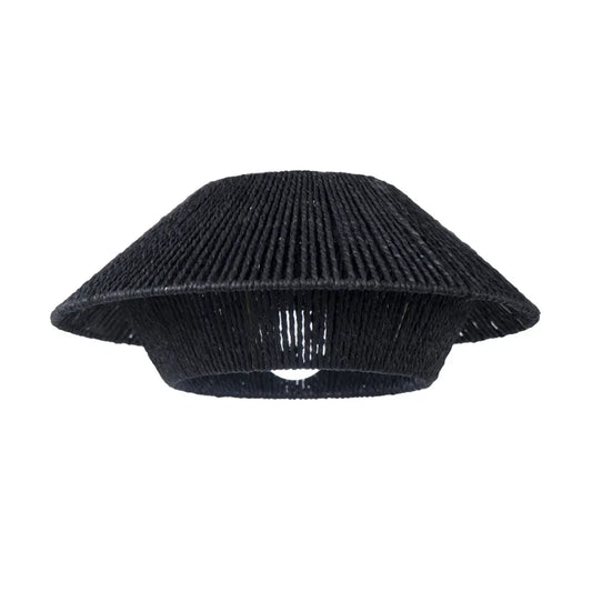 Hand Woven Paper Rope Pendant Lampshade Boho Rattan Style - Black