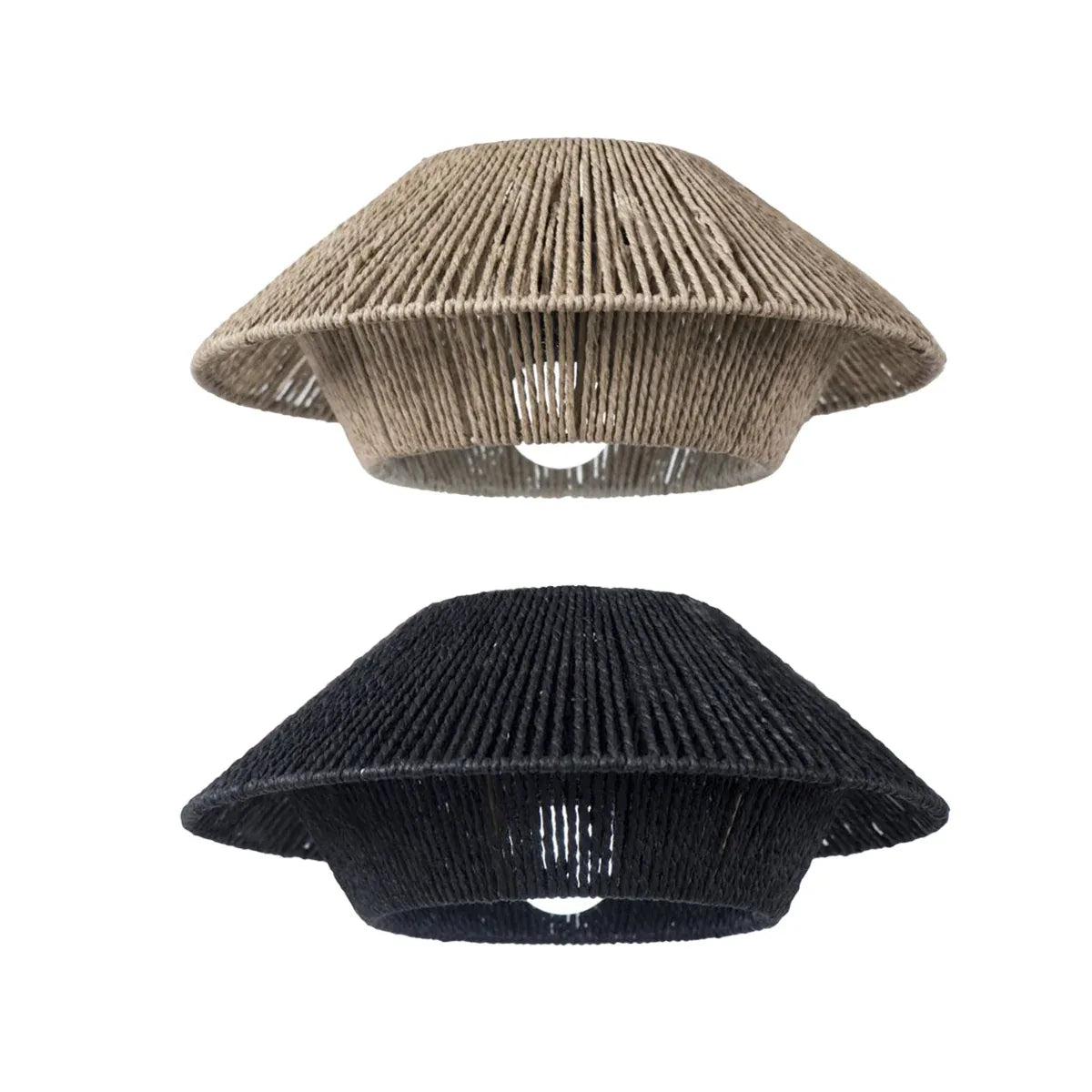 Hand Woven Paper Rope Pendant Lampshade Boho Rattan Style - Black