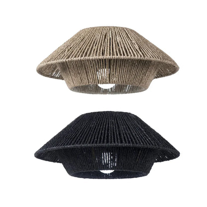 Hand Woven Paper Rope Pendant Lampshade Boho Rattan Style - Black