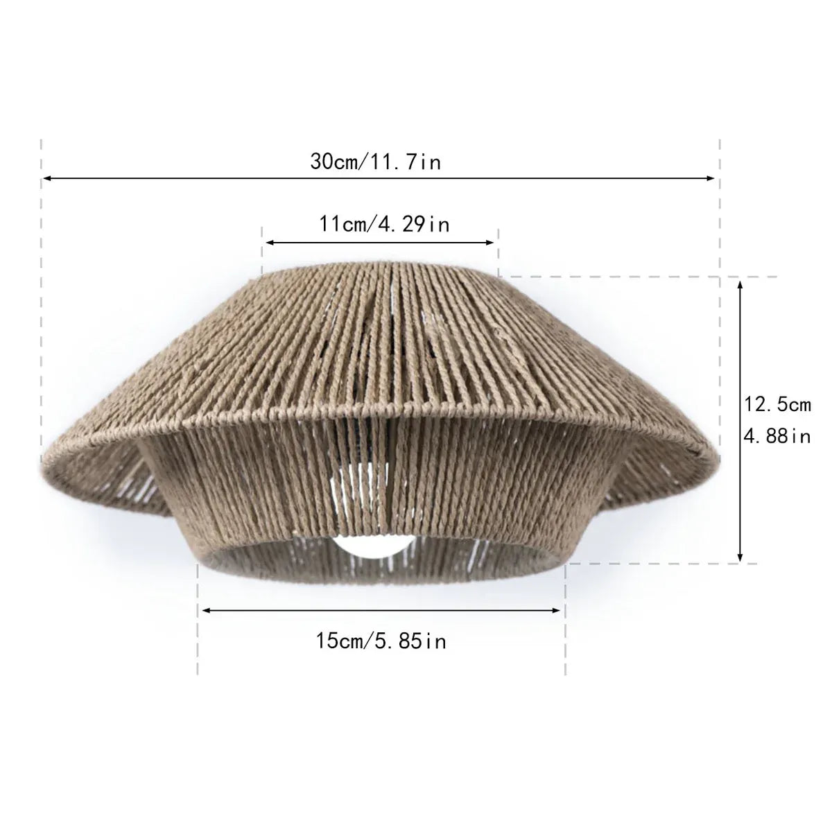 Hand Woven Paper Rope Pendant Lampshade Boho Rattan Style - Black
