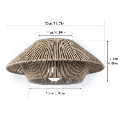 Hand Woven Paper Rope Pendant Lampshade Boho Rattan Style - Black