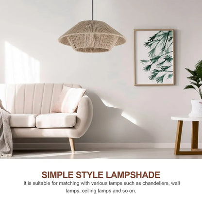 Hand Woven Paper Rope Pendant Lampshade Boho Rattan Style - Black