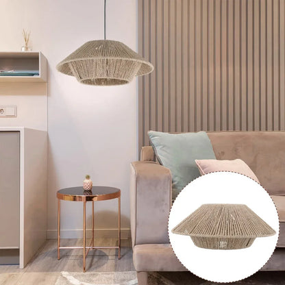 Hand Woven Paper Rope Pendant Lampshade Boho Rattan Style - Black