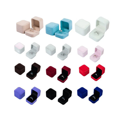 10X Flannel Ring Jewelry Earring Ring Jewelry Boxes Exquisite Gift Organizer - Pink Grey