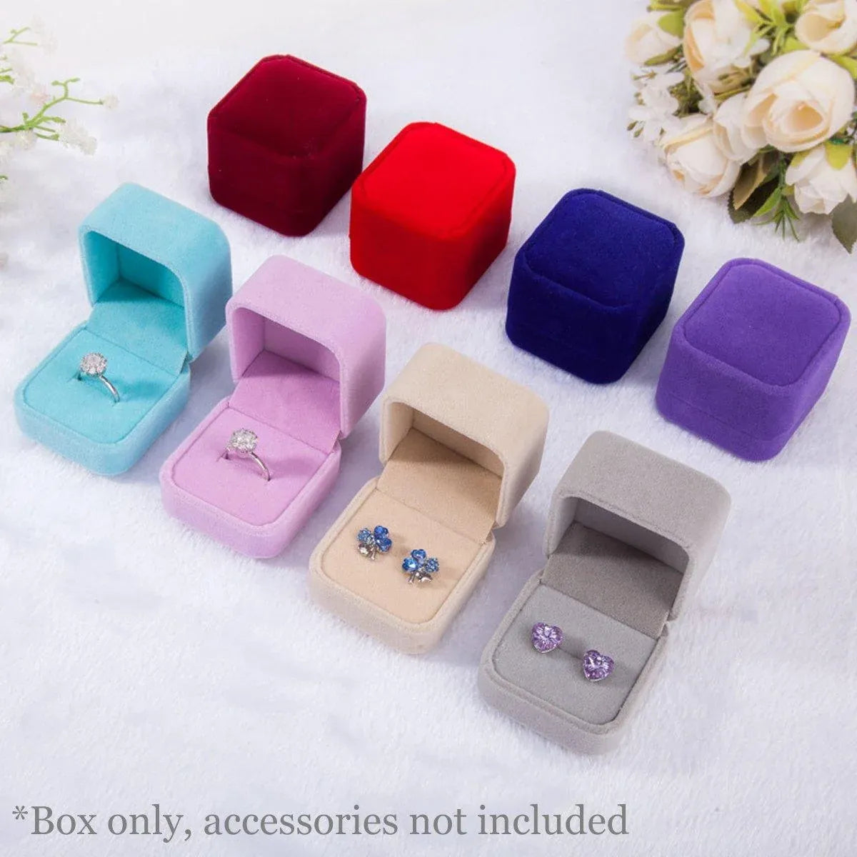 10X Flannel Ring Jewelry Earring Ring Jewelry Boxes Exquisite Gift Organizer - Pink Grey