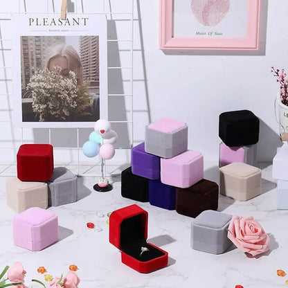 10X Flannel Ring Jewelry Earring Ring Jewelry Boxes Exquisite Gift Organizer - Pink Grey